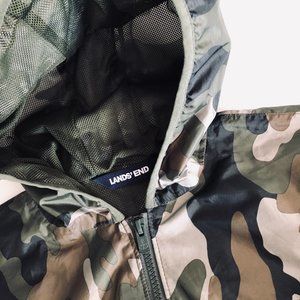 LANDS' END Camouflage Hooded Jacket/Windbreaker Young Men's Size Large 14-16
